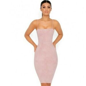 Mauve Suede Straight Neckline Dress